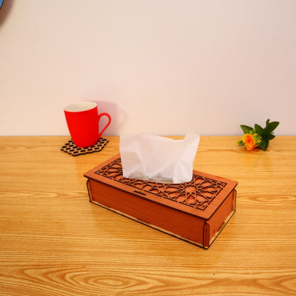 Premium Wooden Tissue Box Cover – Elegant Laser Cut Design for Home & Office Decor