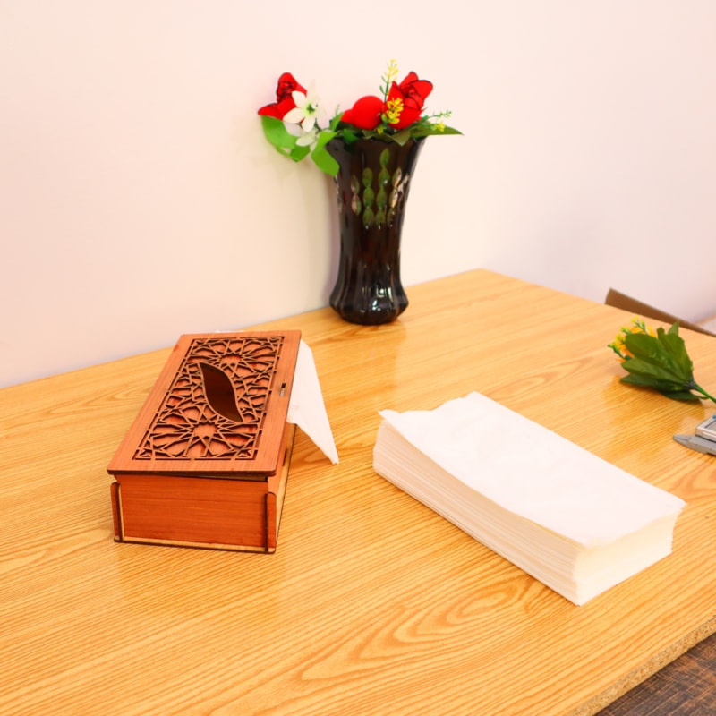 Premium Wooden Tissue Box Cover – Elegant Laser Cut Design for Home & Office Decor