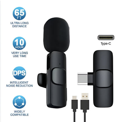 Wireless Lavalier Microphone for iPhone & Android
