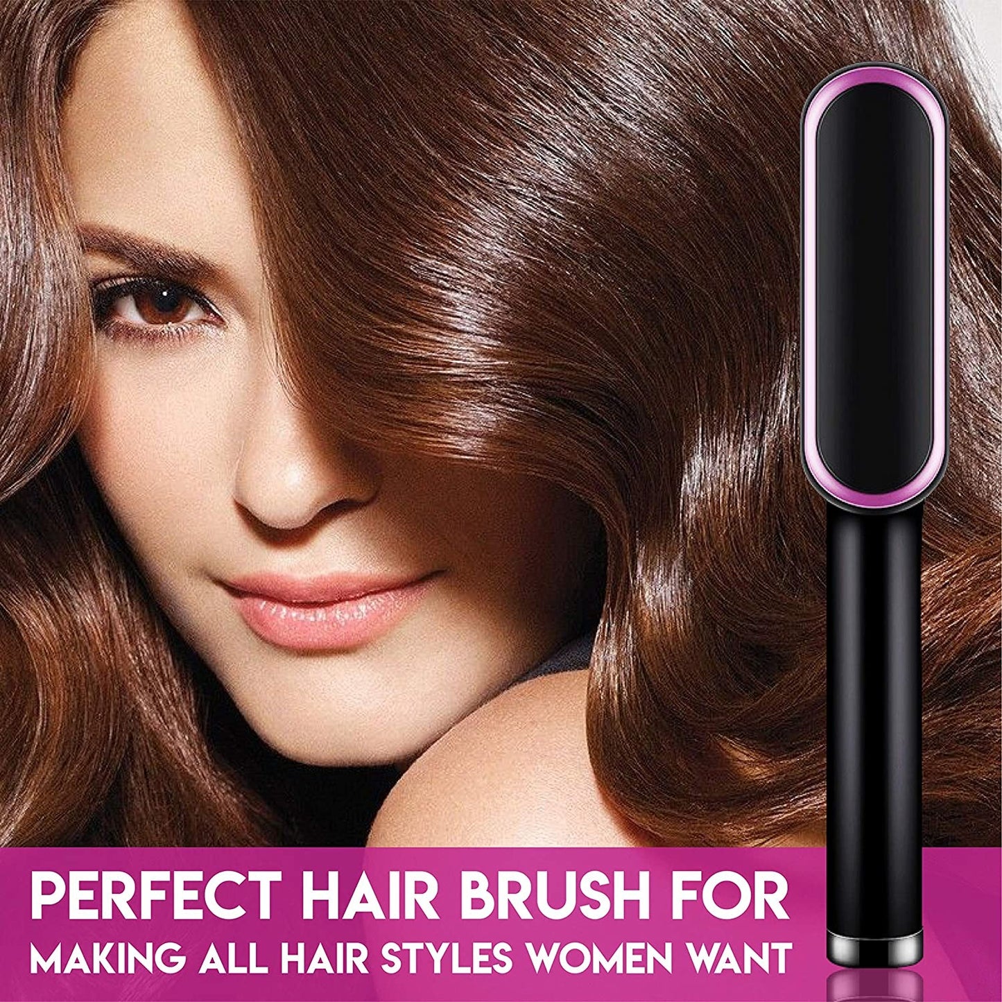 2-in-1 Professional Hair Straightening Brush | Fast Heating | Smooth & Frizz-Free Hair