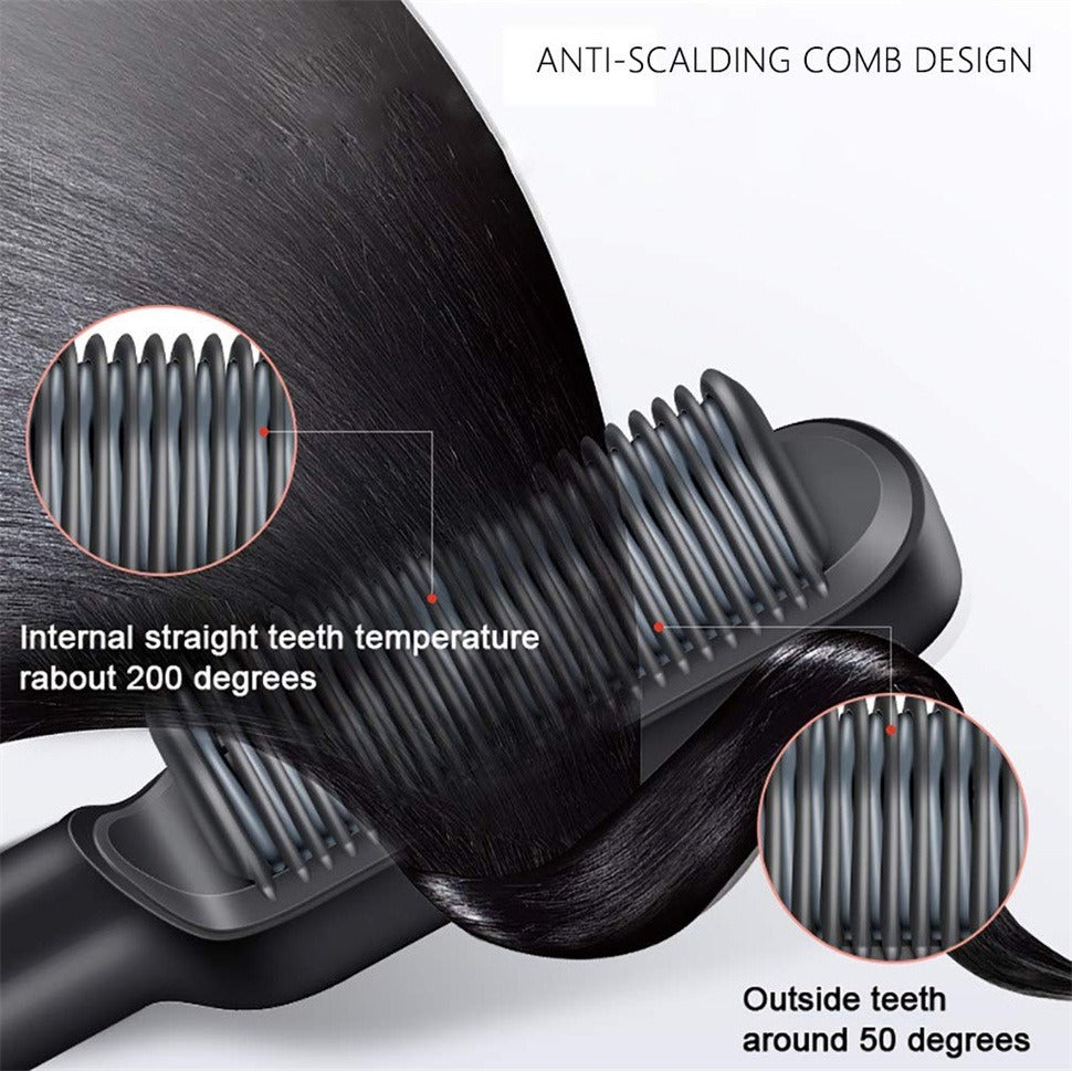 2-in-1 Professional Hair Straightening Brush | Fast Heating | Smooth & Frizz-Free Hair