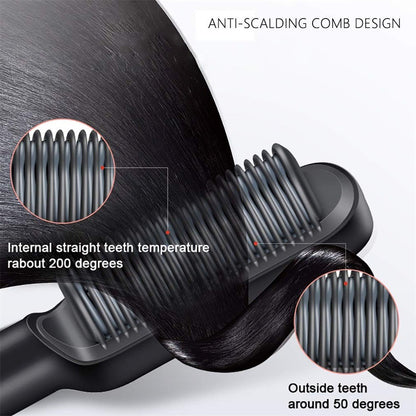2-in-1 Professional Hair Straightening Brush | Fast Heating | Smooth & Frizz-Free Hair