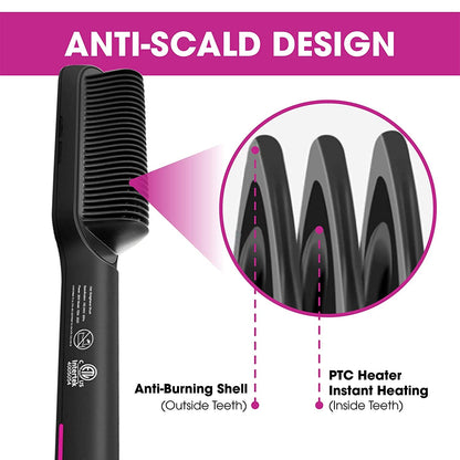 2-in-1 Professional Hair Straightening Brush | Fast Heating | Smooth & Frizz-Free Hair