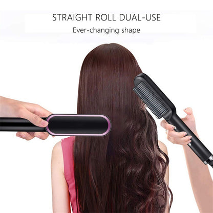 2-in-1 Professional Hair Straightening Brush | Fast Heating | Smooth & Frizz-Free Hair